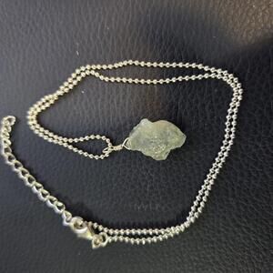 Natural Raw Aquamarine Gemstone Pendant Necklace - 18"‎ chain
